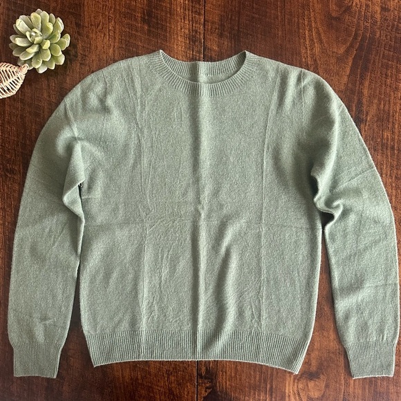 NWT! Sage Green Crewneck Sweater, 100% Wool - Picture 1 of 6